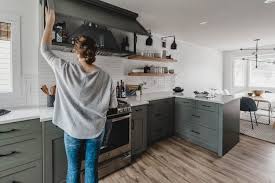 Modern Olive Green Kitchen Before After Lemon Thistle Green Kitchen Kitchen Remodel Olive Green Kitchen