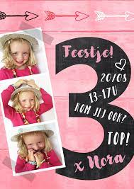 Uitnodiging 3 Jaar Schoolbord Hout Kaartje2go