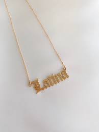 Latina Old English Style Necklace Gold Dipped Etsy Fashion Necklace Jewelry Real Diamond Necklace