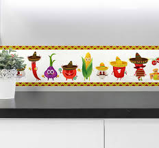 La cocina es uno de los lugares de la casa. Cenefa Decorativa Frutas Mexicanas Tenvinilo