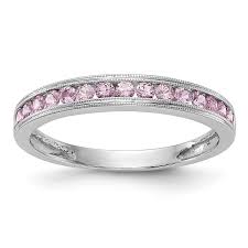 14k White Gold Pink Sapphire Milgrain Channel Set Anniversary Band In 2020 14k White Gold Wedding Band Pink Sapphire Band White Gold Wedding Bands