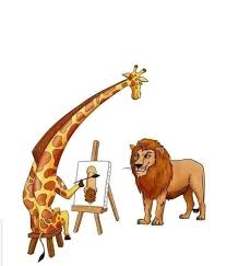 Blursed Giraffe Painting A Lion Blursedimages