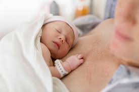 Cute Newborn Baby Boy With Mother In Hospital Stock Photo