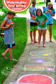 Watermelon Seed Spitting Contest A Fun Outdoor Summer Picnic Game For Kids Picnic Games Games For Kids Picnic Games For Kids