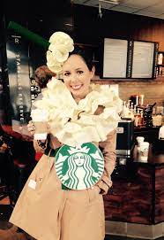 Adorable Halloween Costume Starbucks Frappuccino Green Felt On A Paper Towel Roll To Make A Straw R Cool Halloween Costumes Costume Craze Starbucks Costume