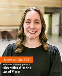 CEHS alumna Dr. Jessie Wright has earned the Oklahoma Education Journal's  Dissertation of the Year Award! 🎉👏 Dr. Wright serves as an assistant  principal at Jenks Freshman Academy and graduated with her
