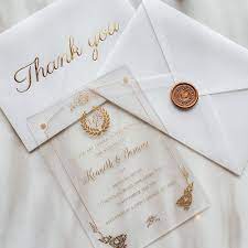 Gold Clear Acrylic Wedding Invitations Undangan Pernikahan Lucu Kartu Undangan Pernikahan Undangan Pernikahan Mewah