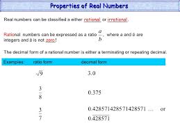 Properties Of Real Numbers