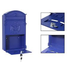 Galvanized steel and cast aluminum. Ktaxon Durable Vintage Retro Cast Iron Wall Mount Mailbox Letter Box With Lock 2pcs Keys Blue Walmart Canada