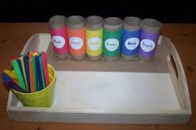Popsicle Stick Sorting Toddler Learning Activities Teaching Toddlers Toddler Learning