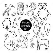 Forest Animals Set Of Hand Drawn Elements Scandinavian Style Simple Liner For Children Autumn Forest Icons For Decor Premium Vector In Adobe Illustrator Ai Ai Format Encapsulated Postscript Eps Eps Format