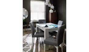 View our large range of high gloss dining tables and 8 chairs all with modern style and come with a choice of colours in white, black, grey or cream with extending options. Buy Habitat Miami White Gloss Table 4 Tweed Chairs Grey Dining Table And Chair Sets Argos