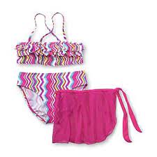 Kmart Joe Boxer Girls 2014 Tiered Bikini Chevron Ruffles With Skirt Joe Boxer Girls Swimming Ruffled Bikini Top