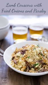 Combine half of the tomatoes, broth and 1 tablespoon of the oil in medium saucepan. Lamb Couscous With Fried Onions And Parsley Sprinkles And Sprouts