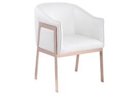 Rose Gold Accent Chair White Leather Glam Furniture Chair Club Chairs
