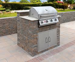Side bar counter also includes 2 under counter lights and a solid foot rest. Outdoor Custom Built In Kitchen Islands Stone Granite Veneer