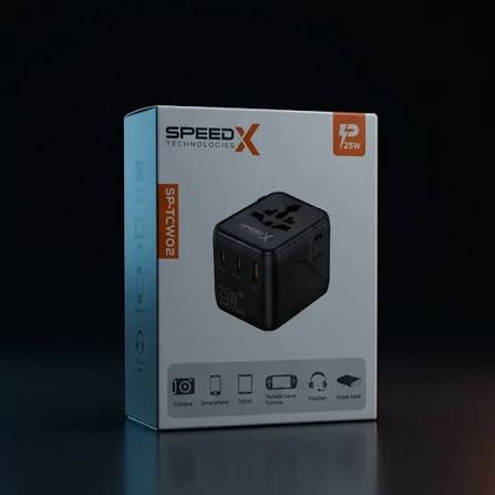 Travel smarter and charge faster. The SpeedX universal adapter delivers 25W  power for all your devices. Get yours today! #SpeedX #TravelEssentials # FastCharging #TechGear #BuyNow