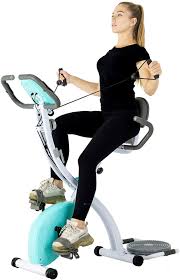 Murtisol Stationary Bike Folding Indoor Exercise Bike With Twister Plate Arm Resistance Bands Extra Large Adjustable Seat And Heart Monitor Perfect Home E Biking Workout Folding Exercise Bike Indoor Bike Workouts