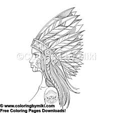 Look inside & back cover. American Indian Woman Coloring Page 1011 Coloring By Miki