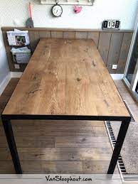 barn wood tafel in de kleur vintage oak met stalen hoeklijn eiken barnwood staal industrieel wonen interieur tafel keukendecoratie rustieke eettafel