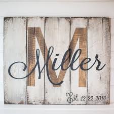 Black And White Sign Board Last Name Initial Est Date On Reclaimed Pallet Wood Board Size Item Measures 24x20 Colors Background Is Antique Pallet Art Pallet Crafts Wooden Signs