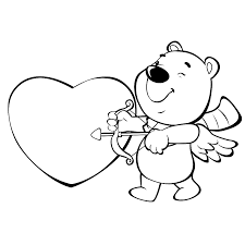 Kleurplaten 10000 voor iedereen om in te kleuren. Leuk Voor Kids Beertje Cupido Met Hart