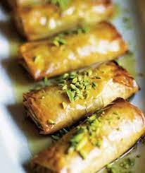 Phyllo Pastries With Nuts And Honey Recipe Almond Pastry Recipes Syrup Recipe