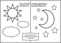Free Printable Christian Bible Colouring Pages For Kids Genesis 1 5 Day And Night Kids Corner Sunday School Kids Bible Crafts Free Kindergarten Printables