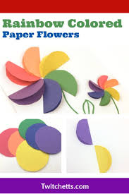 This paper flower craft has looped petals and folded leaves that lift it off the page and give it a lovely 3d effect. How To Make Easy Rainbow Paper Flowers For Kids Twitchetts