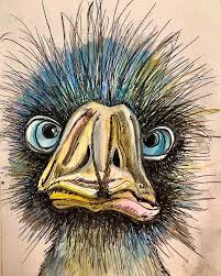 Emu Art Bird Animal Painting Watercolor Instagram Gallery Artwork Illustrations Colourful Wildlife Wildlifepainting Animalpainting Animalwatercol