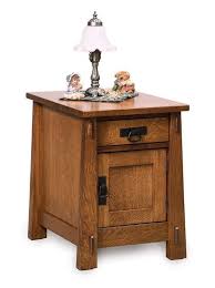Amish Modesto Mission Enclosed End Table With Drawer And Door End Tables With Drawers Amish Furniture Living Room End Tables With Drawers