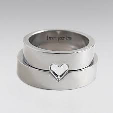 I Want Your Love Engraved Matching Heart Wedding Ring His And Hers Ring Heart Wedding Rings His And Hers Rings Matching Wedding Rings