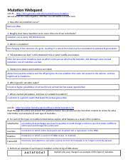 Now go through each of the sections of this tutorial and answer the questions below. Aroob Javed Mutation Webquest Mutation Webquest Link 1 Http Learn Genetics Utah Edu Content Basics Mutation We Will Watch The Video Together And Course Hero