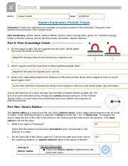 Student exploration periodic trends gizmo answer key. Periodictrends Gizmojigsaw Student 1 Docx Name Mason Cowell Date Student Exploration Periodic Trends Directions Follow The Instructions To Complete Course Hero