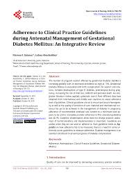 The malaysian cpg for the management of t2d recommends physical activity as an integral feature in every stage of t2d. Pdf Adherence To Clinical Practice Guidelines During Antenatal Management Of Gestational Diabetes Mellitus An Integrative Review