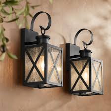 Order vintage outside wall lights now! John Timberland Vintage Outdoor Wall Light Fixtures Set Of 2 Textured Black 14 1 2 Dusk To Dawn Motion Sensor For Exterior House Walmart Com Walmart Com