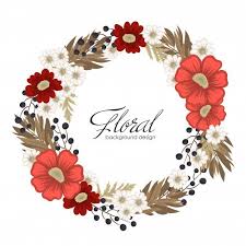 Download Flower Wreath Drawing Red Circle Frame With Flowers For Free In 2020 Flower Frame Wreath Drawing Vector Flowers