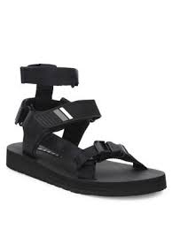 Leather Webbing And Rubber Sandals In Black Rubber Sandals Prada Leather Prada Shoes