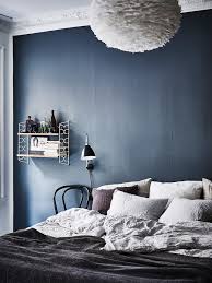 A Lovely Swedish Home With A Blue Accent Wall Blue Bedroom Walls Blue Accent Walls Blue Bedroom