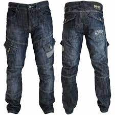 Mens Crosshatch Nouveau Cargo Combat Foncé Lavé Jambe Droite Jeans | eBay