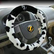 In other words, we promise that our cow fluffy rearview mirror covers match our cow fluffy dice and cow fluffy steering wheel covers perfectly! 38 71 High Quality Milk Cow Print Winter Plush Car Steering Wheel Covers 15 Inch 38cm Black Car Steering Wheel Cover Steering Wheel Cover Wheel Cover