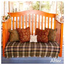 This design will create a large birdfeeder and will easily hold a gallon of bird seed. Diy Porch Swing From A Crib Easy Upcycling