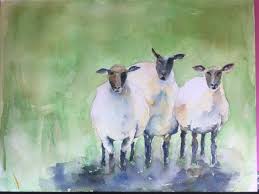 Three Sheep Watercolor Sheep Paintings Animal Paintings Sheep Art