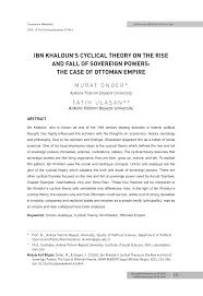 Pdf Ibn Khaldun S Cyclical Theory On The Rise And Fall Of Sovereign Powers The Case Of Ottoman Empire