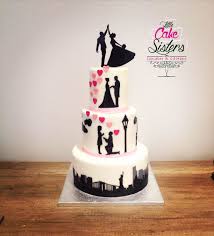 New York Wedding Cake Gateau Mariage Silhouette Love Cake Black And White Wedding Cake Silhouette Cake Cake Black And White Wedding Cake