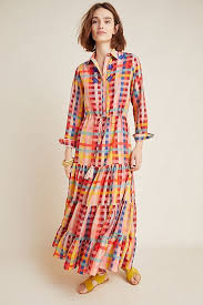 Carolina K Rainbow Maxi Shirtdress Shirt Dress Floaty Dress Dresses With Sleeves