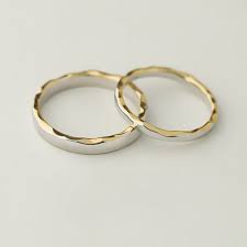 Promise rings for couples gold. Engravable Sterling Silver Plated 14k Gold Wave Pattern Promise Rings For Couple