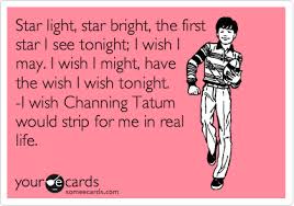 Star Light Star Bright The First Star I See Tonight I Wish I May I Wish I Might Have The Wish I Wish Tonight I Wish Channing Tatum Would Strip For Me