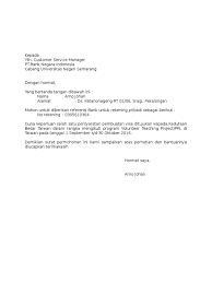 Contoh surat lamaran kerja bank posisi teller. Contoh Surat Permohonan Bank Reference