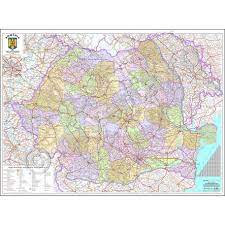 .harta turistica si rutiera prezentand teritoriul tarii in doua sectiuni, fata/verso (pentru a raspunde unei detalieri cartografice de anvergura), harta harta romania mare harta veche harta romaniei harta dobrogea harta turistica romania harta romaniei turistica harti romania harta rutiera romania. Romania Harta De Perete Administrativa Rutiera Turistica 140x200cm Scara 1 400 000 Laminata Baghete